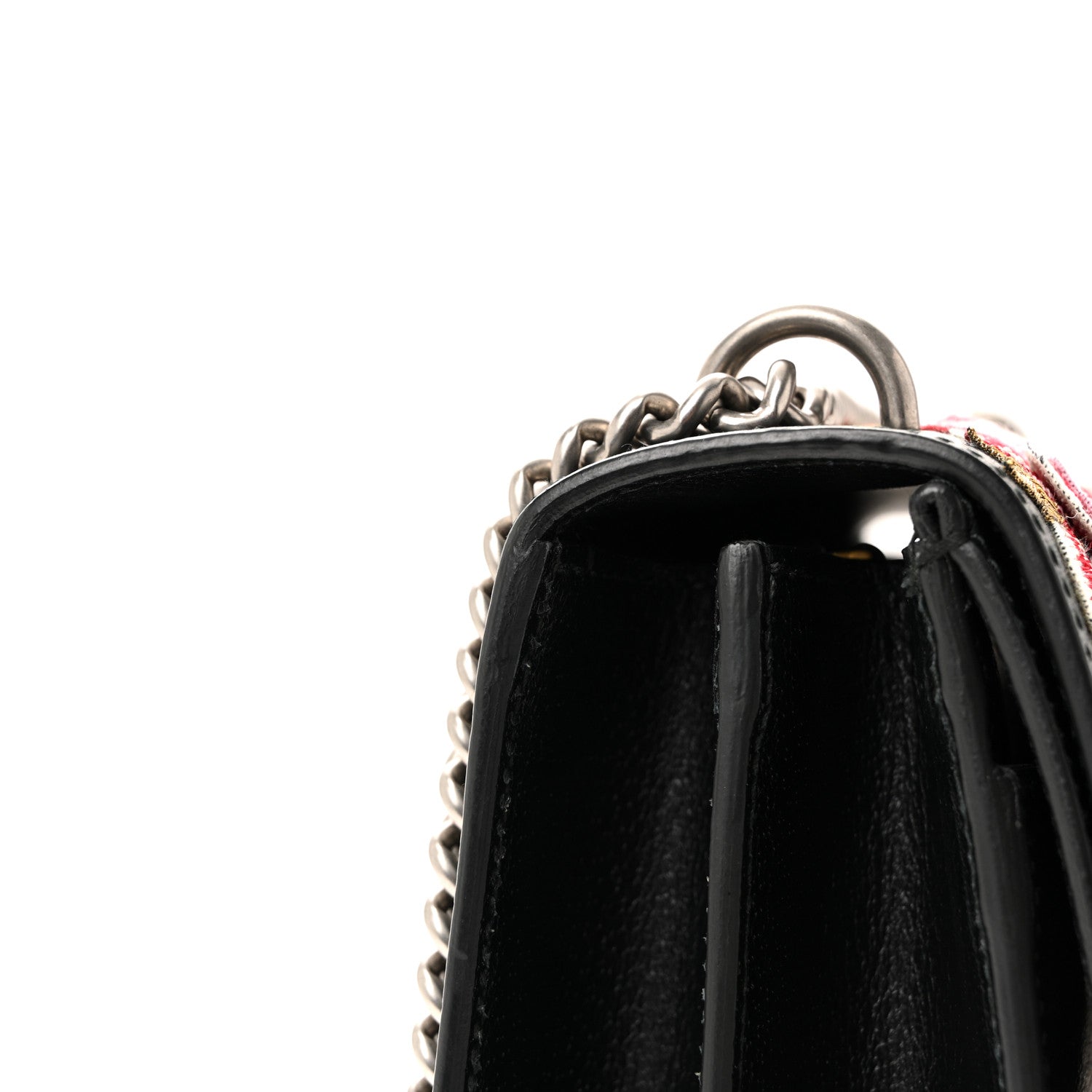 Gucci Calfskin Web Floral Embroidered Medium Dionysus Shoulder Bag Black 11 of 13