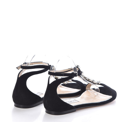 Jimmy Choo Suede Crystal Sandal 39 Black 4 of 9