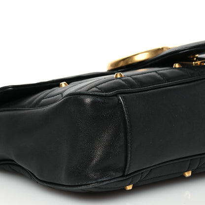 Gucci Calfskin Matelasse Studded Medium GG Marmont Shoulder Bag Black 9 of 17