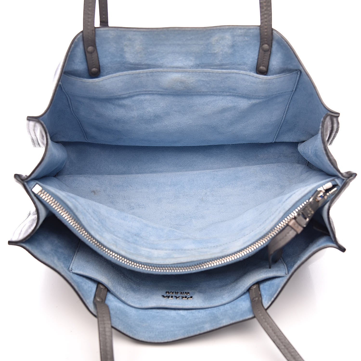 Prada Glace Calfskin Etiquette Shopping Bag Marine Astrale 6 of 12