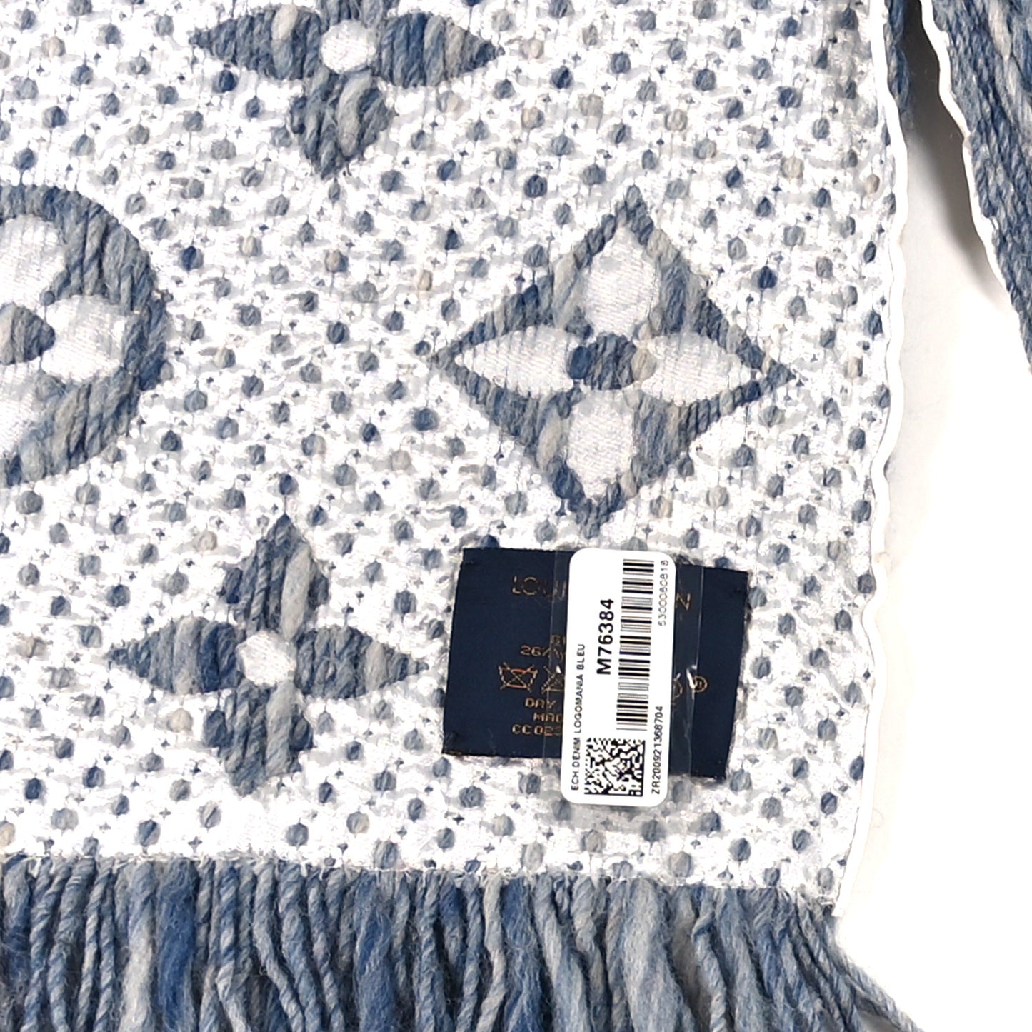 Wool Silk Logomania Scarf Denim Bleu
