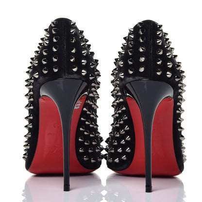 Christian Louboutin Velvet Patent Follies Spikes 100 Pumps 39 Black 5 of 8