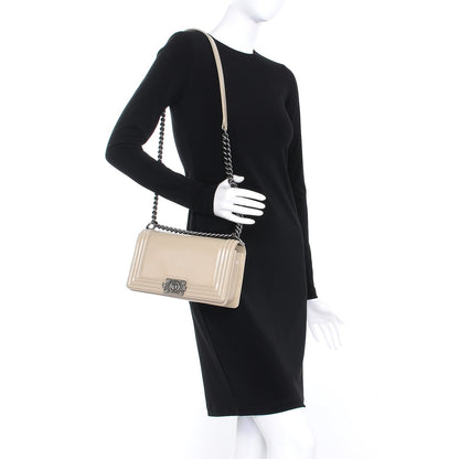 Chanel Glazed Calfskin Medium Boy Flap Light Beige 2 of 10