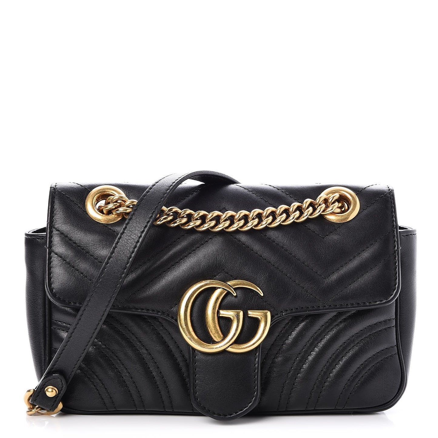Calfskin Matelasse Mini GG Marmont Shoulder Bag Black