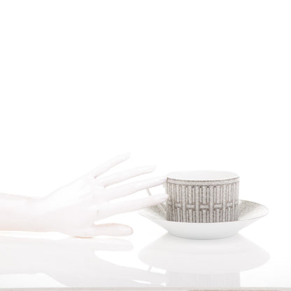 Hermes Porcelain Mosaique Au 24 Platine Breakfast Cup and Saucer 2 of 6