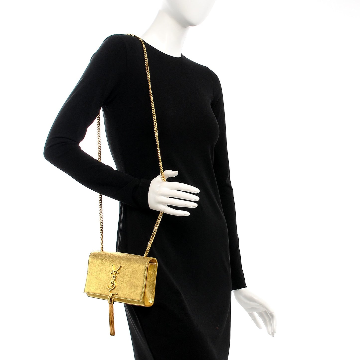 Calfskin Small Classic Monogram Kate Tassel Satchel Gold