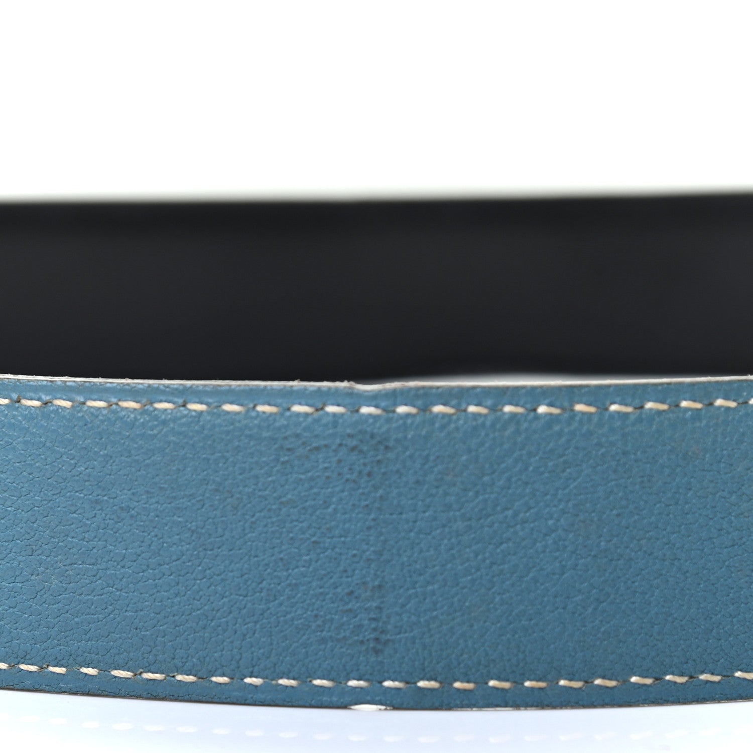 Hermes Togo Box 32mm H Belt 85 Blue Jean Black 6 of 8
