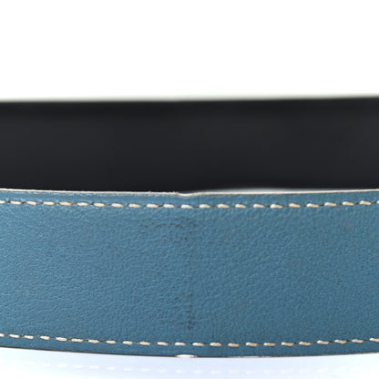 Hermes Togo Box 32mm H Belt 85 Blue Jean Black 6 of 8