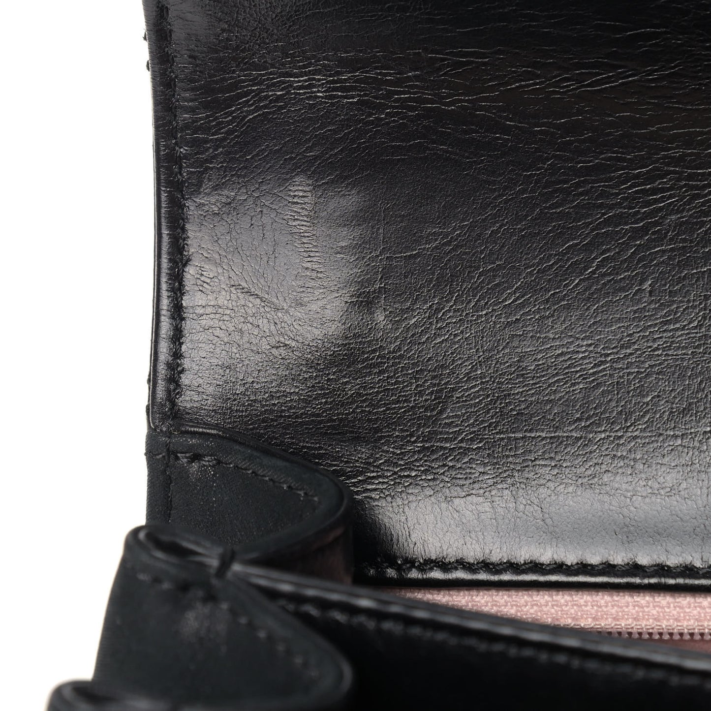 Iridescent Calfskin Quilted Mini Straight Lined Flap Black