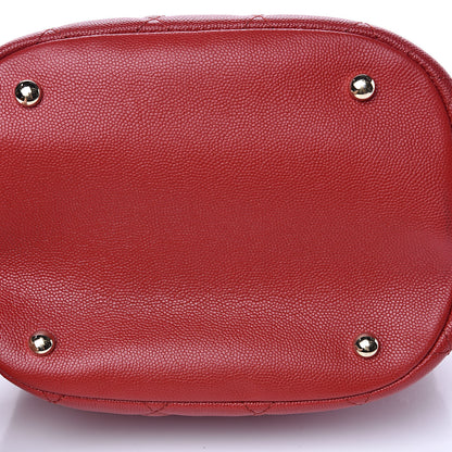 Chanel Caviar Quilted Rolled Up Bucket Drawstring Bag Red 10 of 10