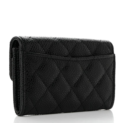 Chanel Caviar Quilted Flap Card Holder Wallet Black 3 of 9