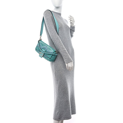 Fendi Rolling Stone Vitello Seta Bead Embroidered Re-Edition Baguette Spring Turquoise 2 of 12