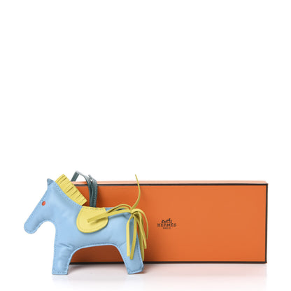 Hermes Milo Lambskin Grigri Rodeo Horse Bag Charm MM Bleu Celeste Lime Malachite 5 of 5