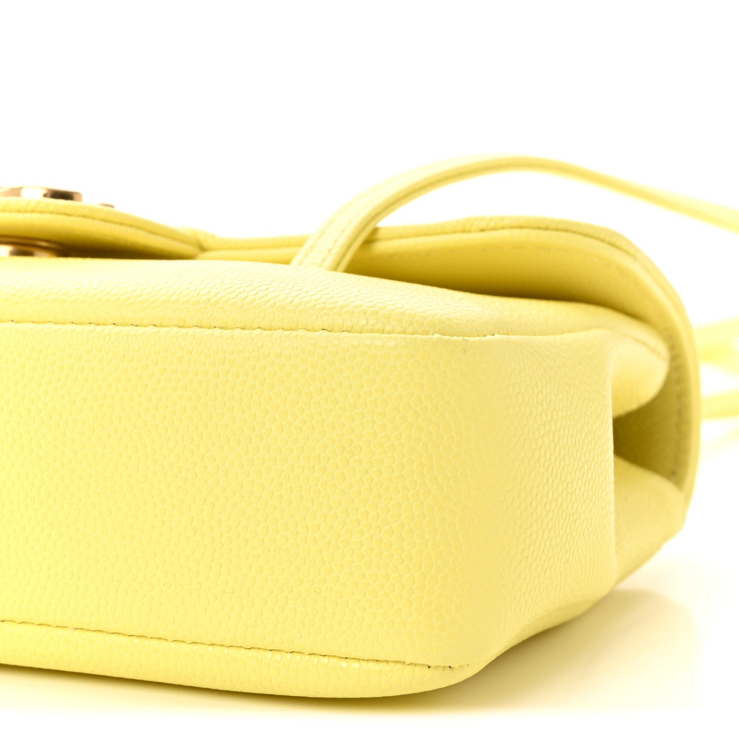Shiny Caviar Mini Preppy Coco Shoulder Bag Light Yellow