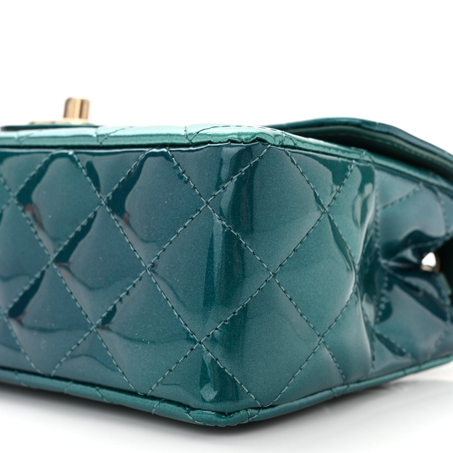 Chanel Shaded Patent Calfskin Quilted Mini Rectangular Flap Green Blue 10 of 11