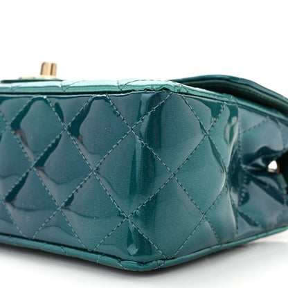 Chanel Shaded Patent Calfskin Quilted Mini Rectangular Flap Green Blue 10 of 11