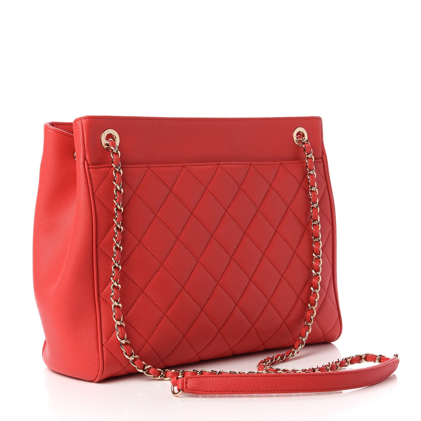 Caviar Quilted In Out Flap Shopping Tote Red
