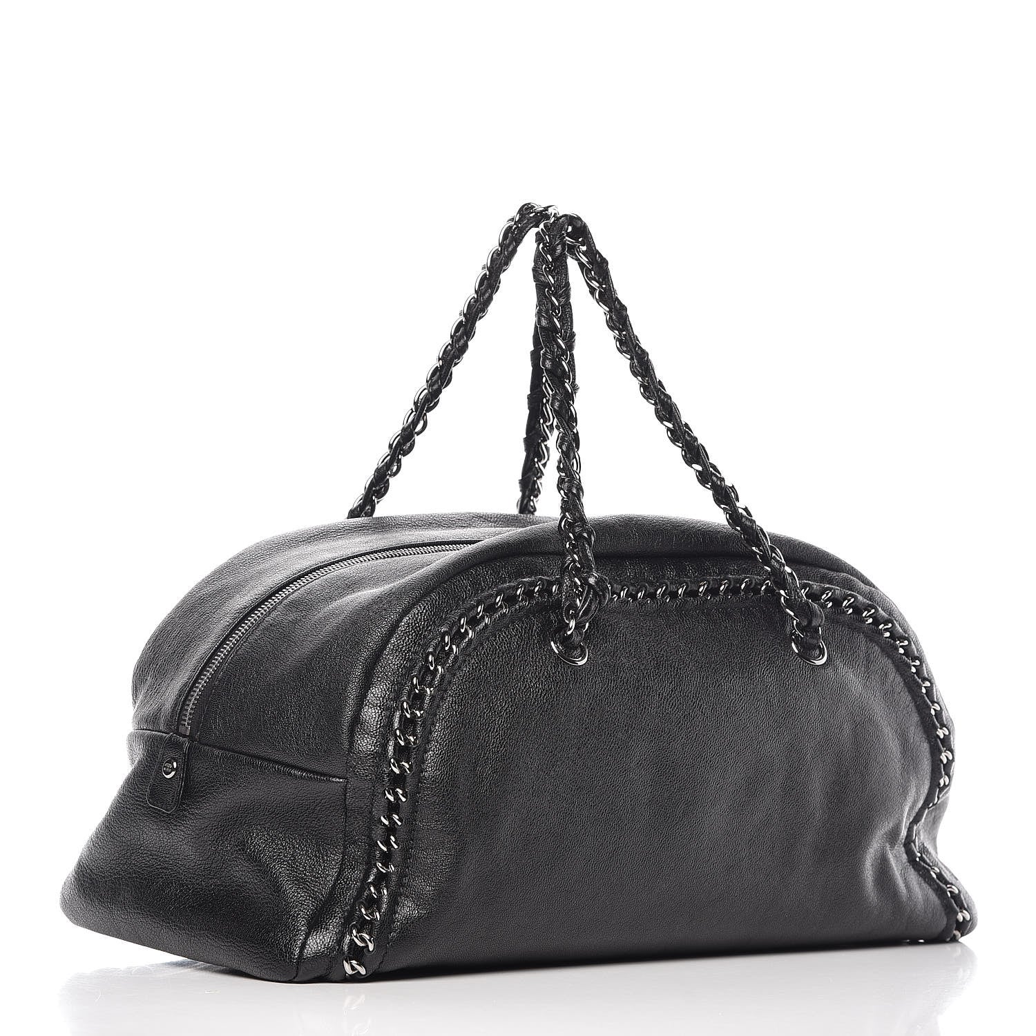 Chanel Metallic Goatskin Large Luxe Ligne Bowler Black 3 of 10