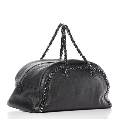 Chanel Metallic Goatskin Large Luxe Ligne Bowler Black 3 of 10