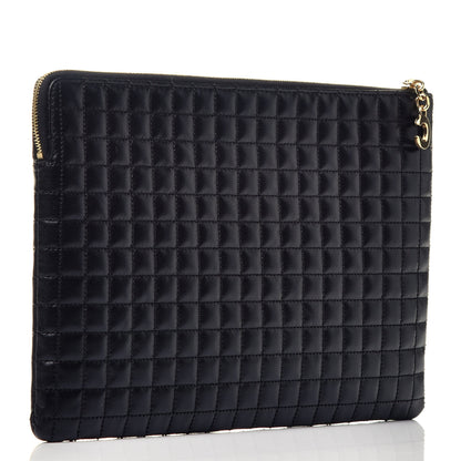 Celine Calfskin Quilted C Charm Pouch Black 3 of 7