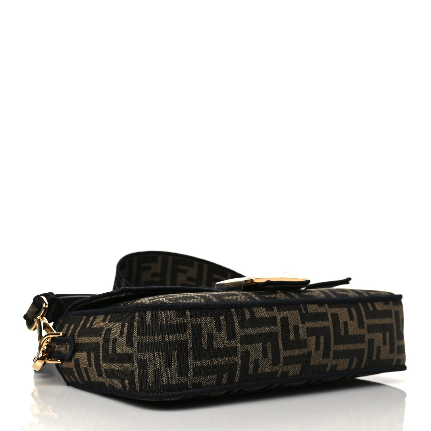 Fendi Fabric Jacquard FF 1974 Medium Baguette Tobacco Moro Black 5 of 13