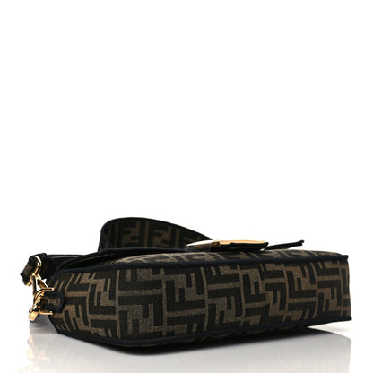 Fendi Fabric Jacquard FF 1974 Medium Baguette Tobacco Moro Black 5 of 13