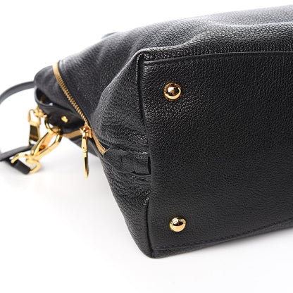 Miu Miu Goatskin Madras Zip Tote Black 8 of 10