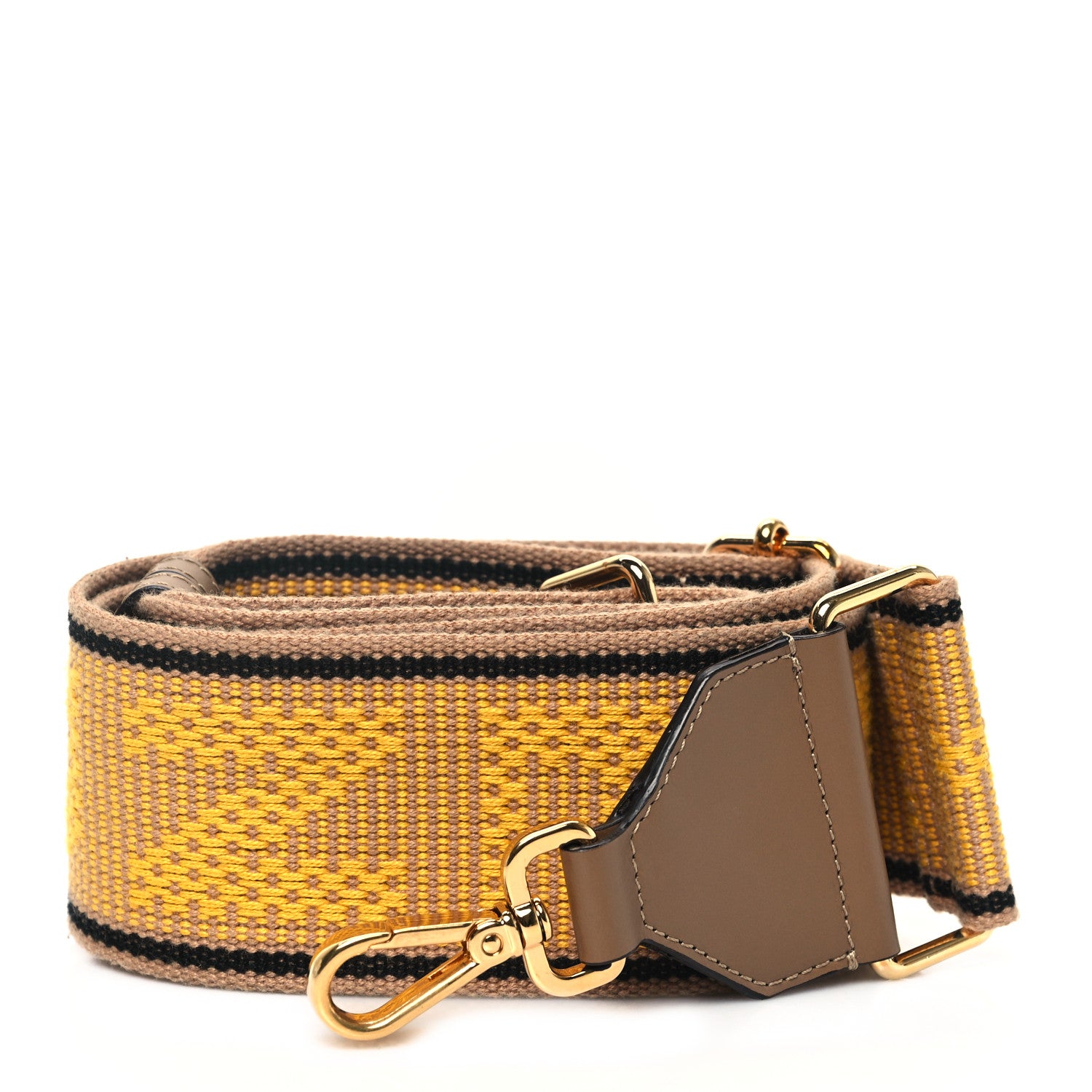 Fendi Cannete Ribbon Poly Vitello King Logo Adjustable Strap You Miele Scuro Black Minos 1 of 4