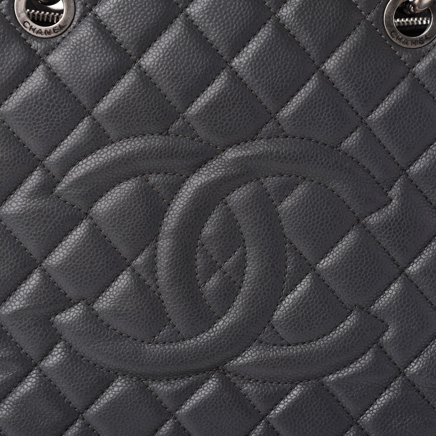 Caviar Quilted Grand Shopping Tote GST Dark Grey