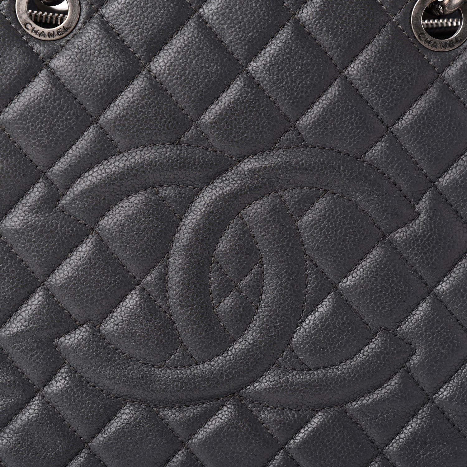 Chanel Caviar Quilted Grand Shopping Tote GST Dark Grey 8 of 10