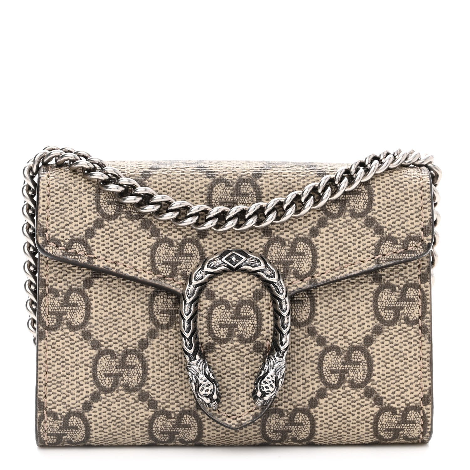 Gucci GG Supreme Monogram Dionysus Coin Purse Taupe 1 of 9