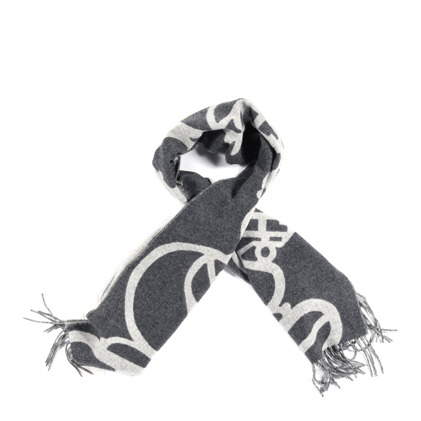 Cashmere Boucles Et Camails Muffler Anthracite Gris Clair