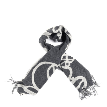 Hermes Cashmere Boucles Et Camails Muffler Anthracite Gris Clair 1 of 3
