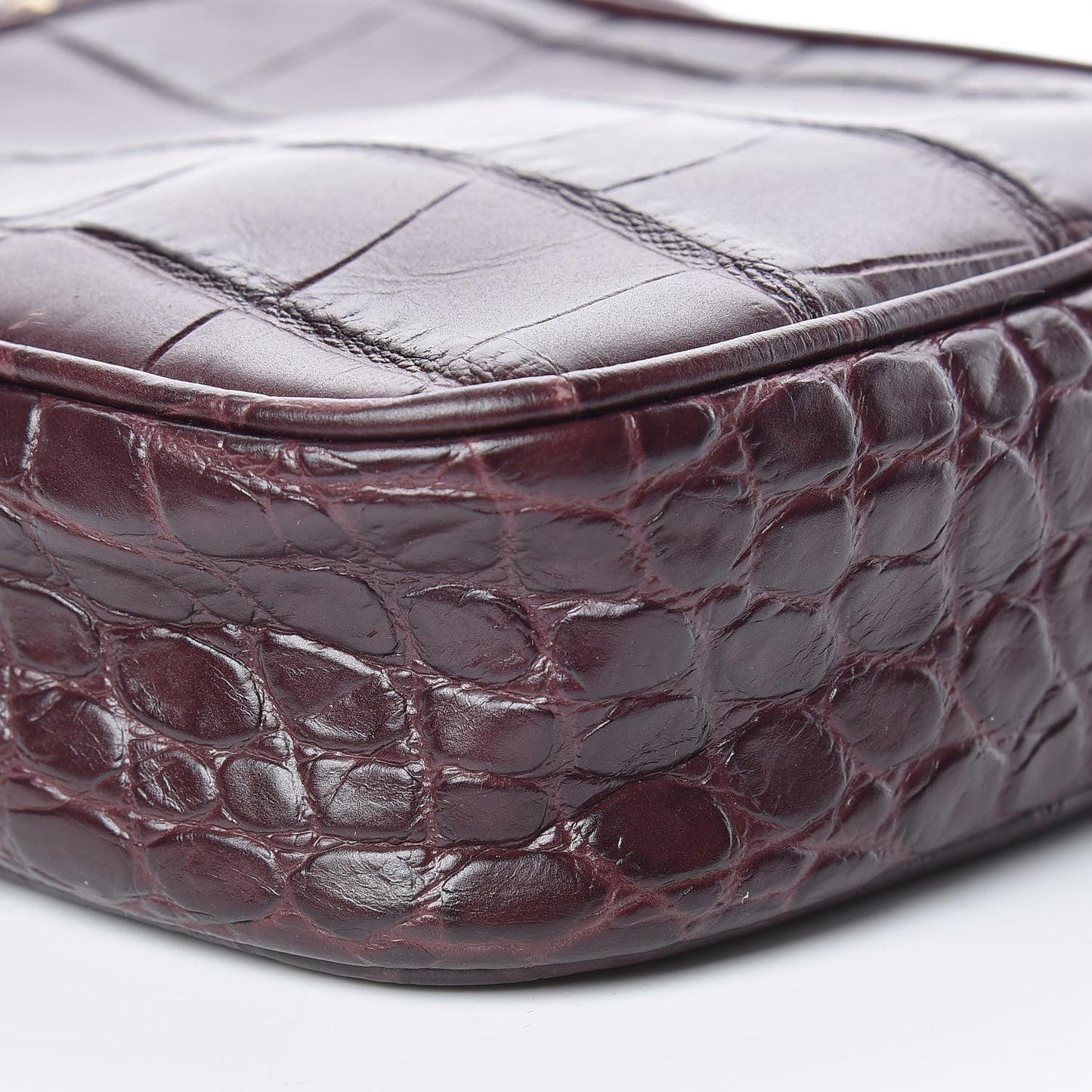 Calfskin Crocodile Embossed Mini Camera Shoulder Bag Bordeaux