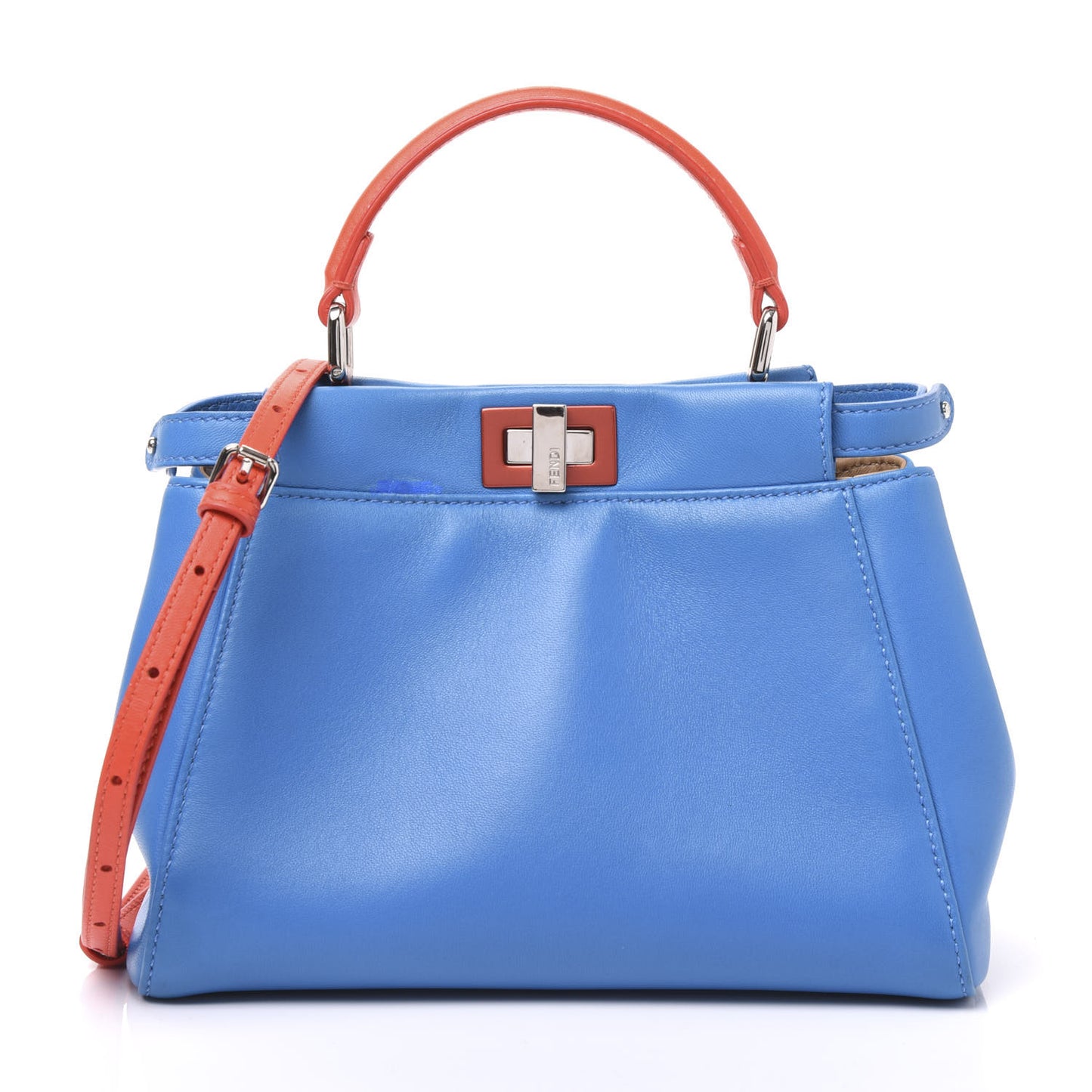 Nappa Colorblock Mini Peekaboo Iconic Satchel Blue Royal Papavero Cuoio