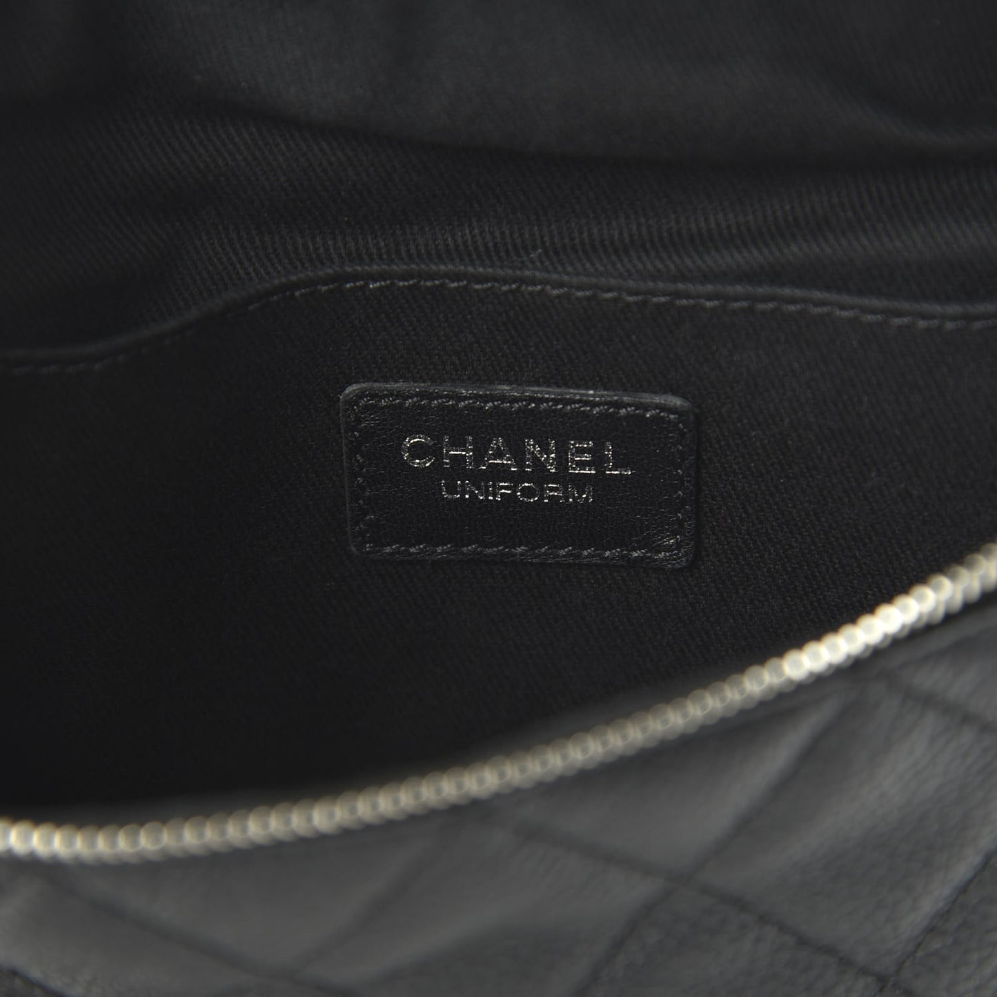 Grained Calfskin Quilted Waist Belt Bag Black