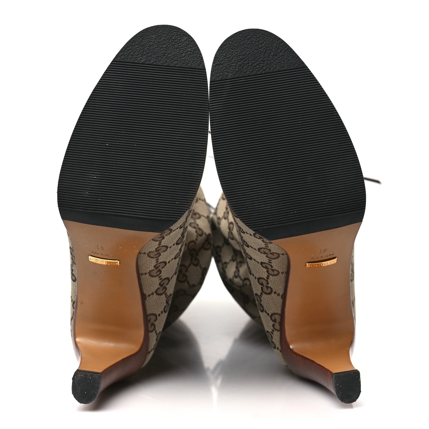 Gucci Monogram Malaga Kid Lisa Mid Heel Boots 41 Beige Ebony 5 of 7