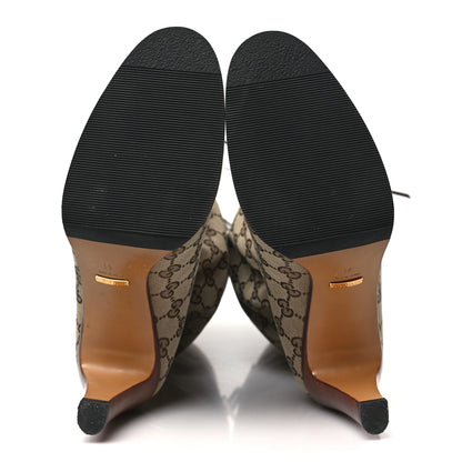 Gucci Monogram Malaga Kid Lisa Mid Heel Boots 41 Beige Ebony 5 of 7