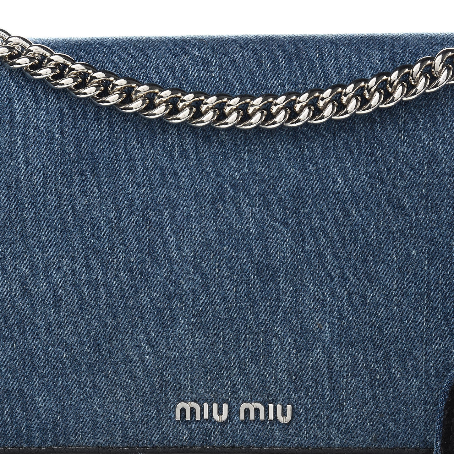 Denim Raccoon Fur Charm Crossbody Blue