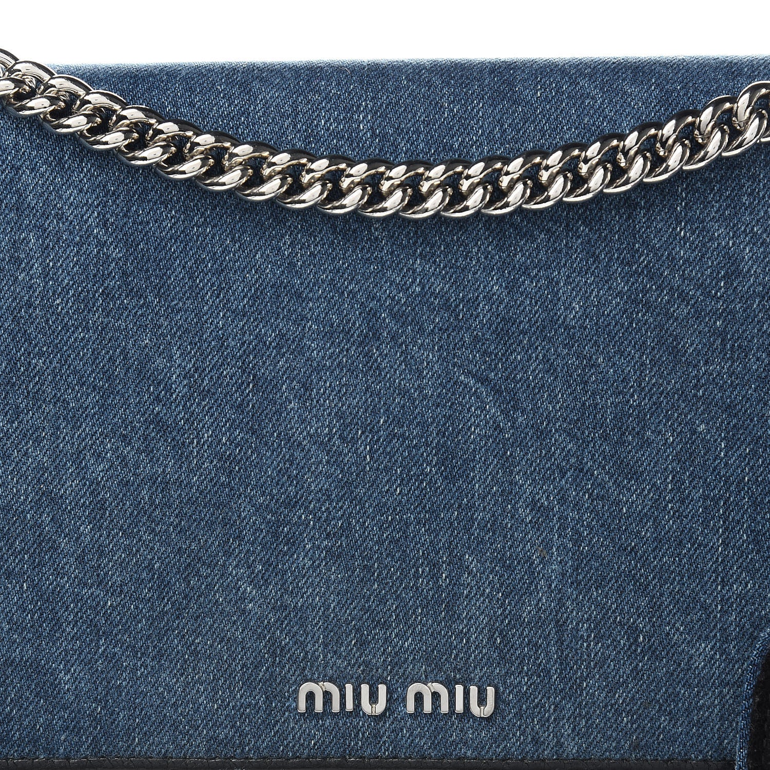 Miu Miu Denim Raccoon Fur Charm Crossbody Blue 8 of 10