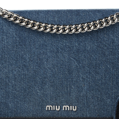 Miu Miu Denim Raccoon Fur Charm Crossbody Blue 8 of 10