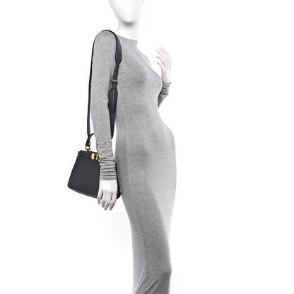 Fendi Vitello Seta Chenille FF Mini Peekaboo Iconic Satchel Anthracite Asfalto 2 of 11