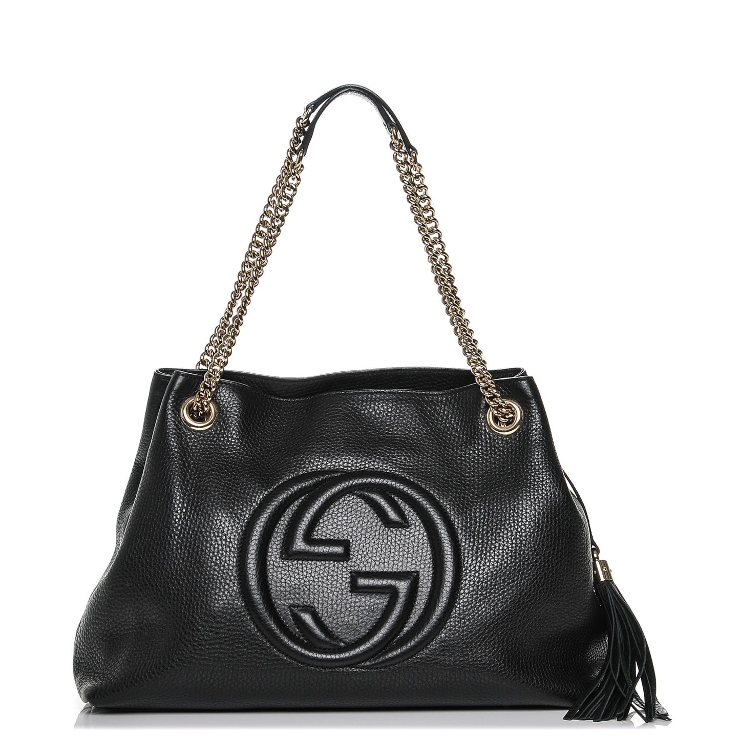 Pebbled Calfskin Medium Soho Chain Shoulder Bag Black