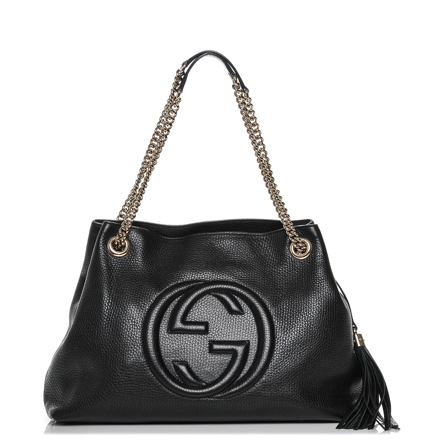 Gucci Pebbled Calfskin Medium Soho Chain Shoulder Bag Black 1 of 6