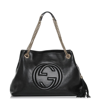 Gucci Pebbled Calfskin Medium Soho Chain Shoulder Bag Black 1 of 6