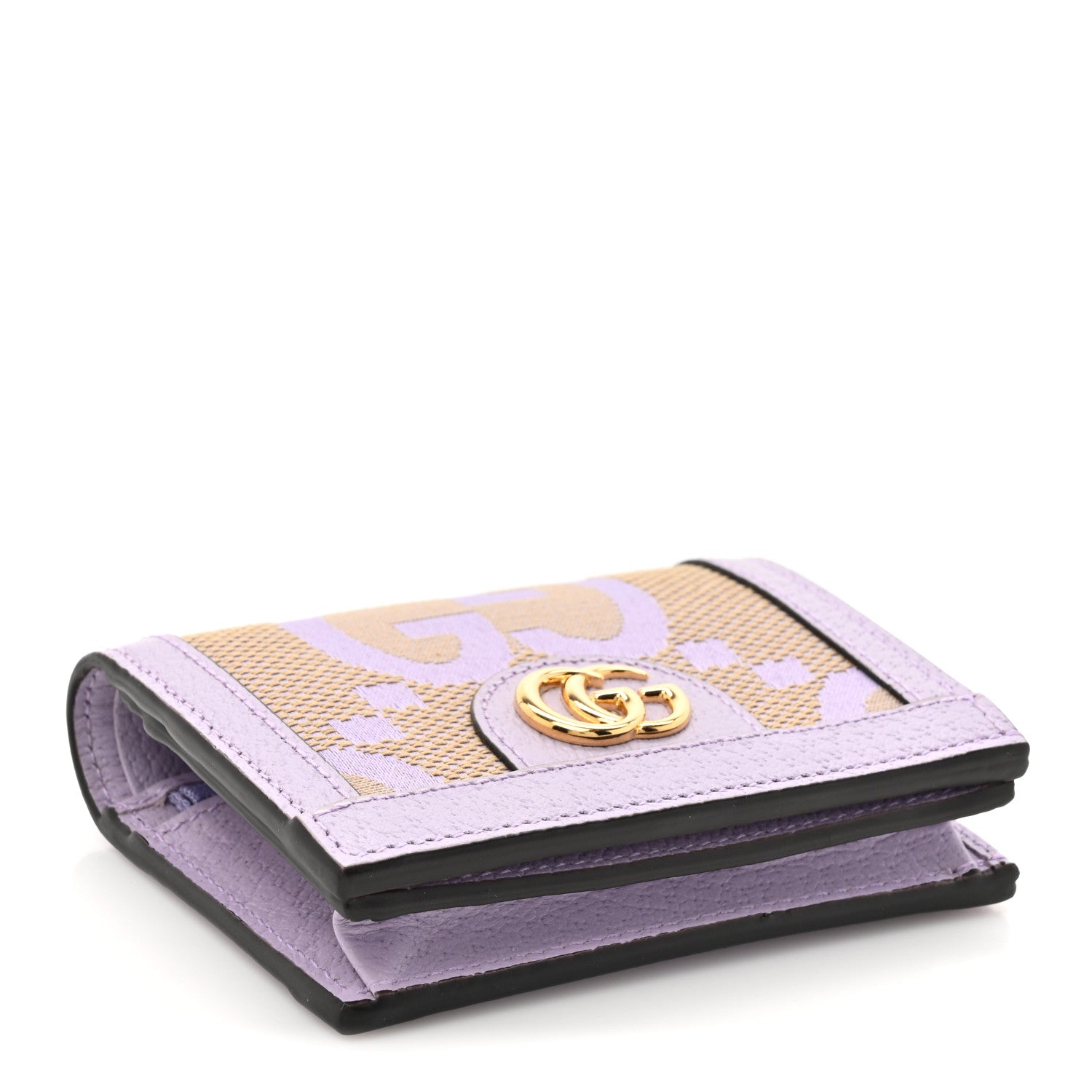 Gucci Monogram Jumbo GG Textured Dollar Calfskin Ophidia Card Case Beige Lapis 4 of 9