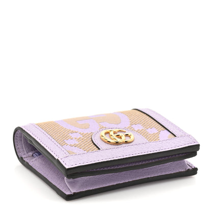 Gucci Monogram Jumbo GG Textured Dollar Calfskin Ophidia Card Case Beige Lapis 4 of 9