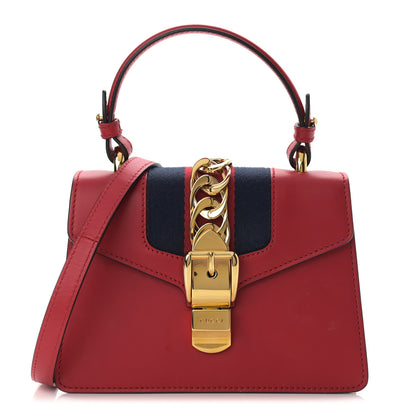 Gucci Calfskin Mini Sylvie Top Handle Bag Hibiscus Red 1 of 11