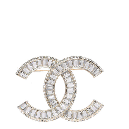 Chanel Baguette Crystal CC Brooch Gold 2 of 5