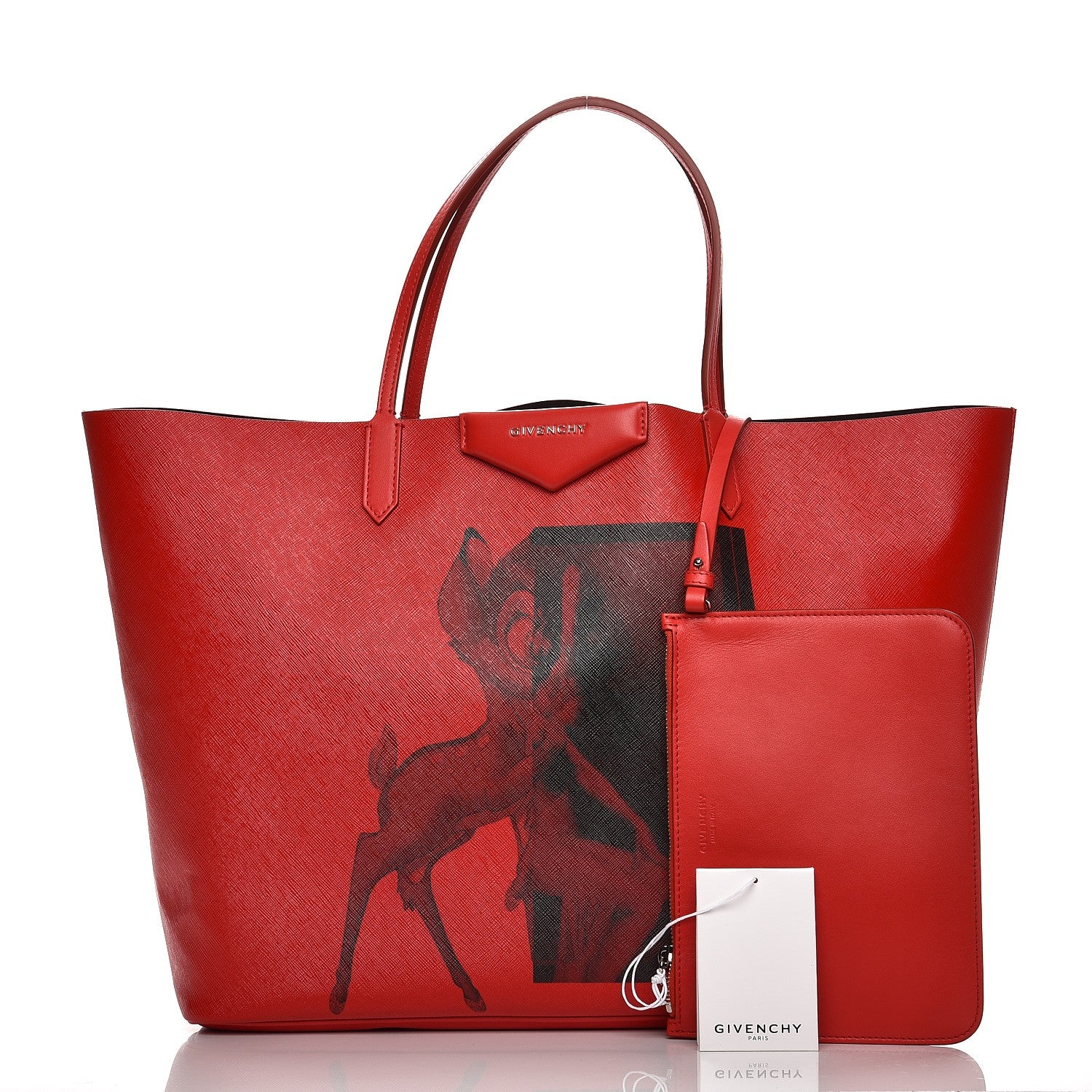 Givenchy Textured Coated Canvas Bambi Print Large Antigona Tote Red 4 of 9